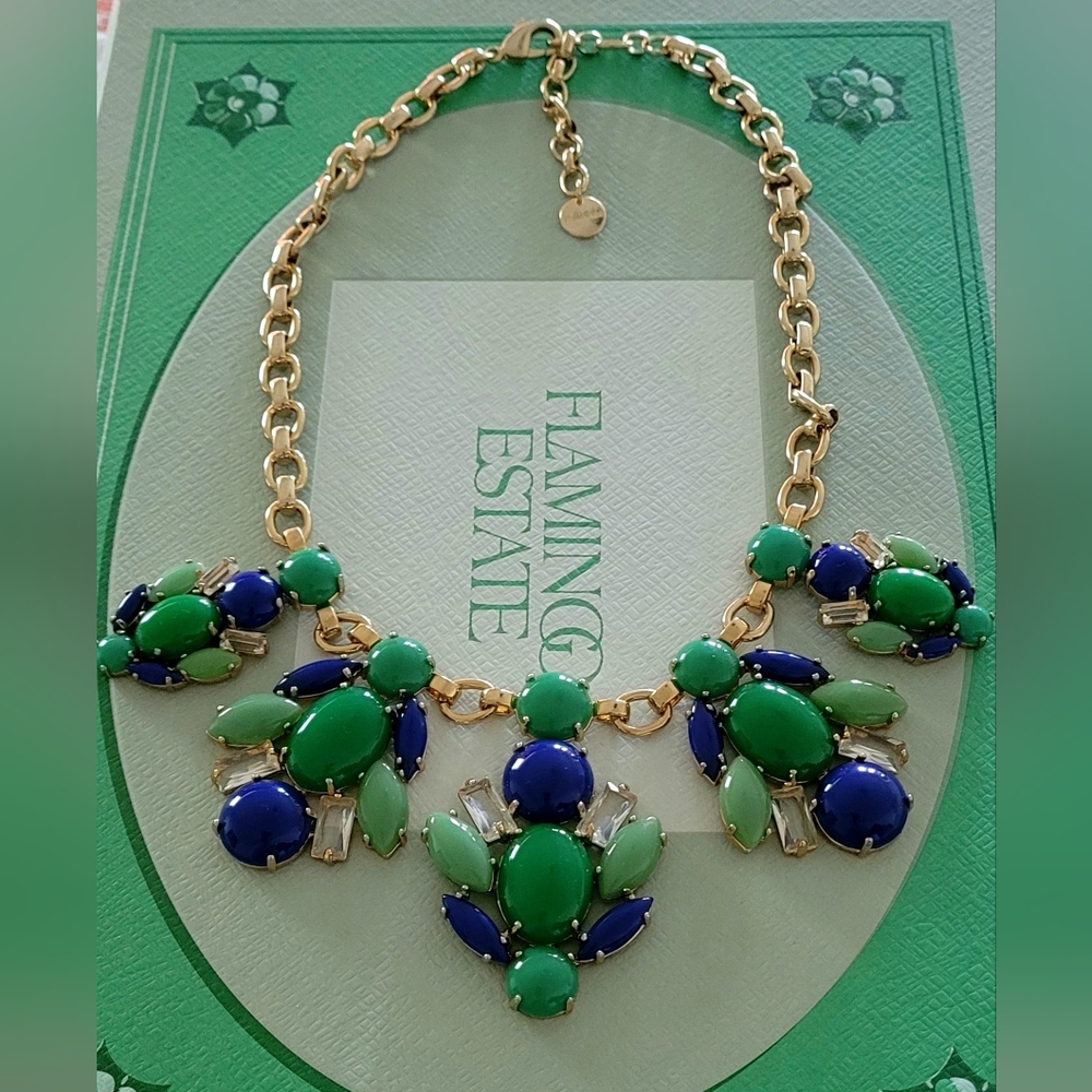 Stella & Dot Gold Necklace with Green and Blue Accents - Picture 2 of 3